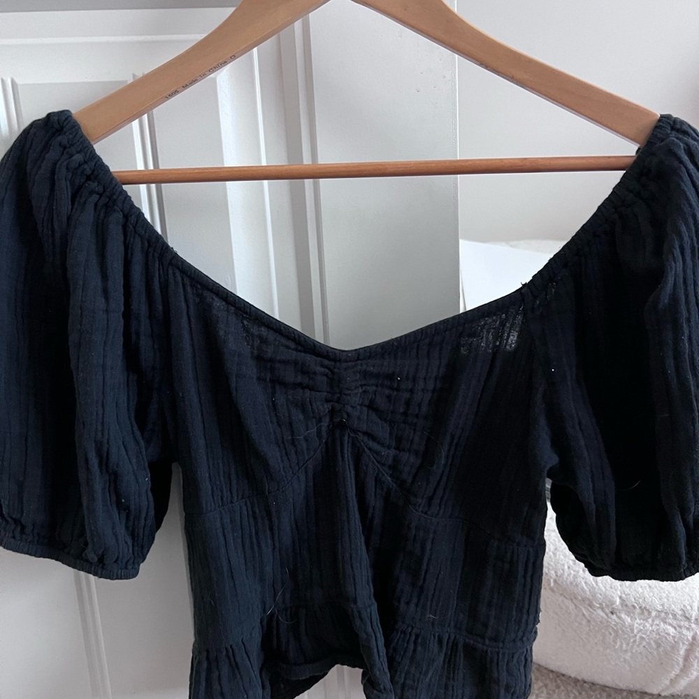 Roxy Black Puff Sleeve Blouse